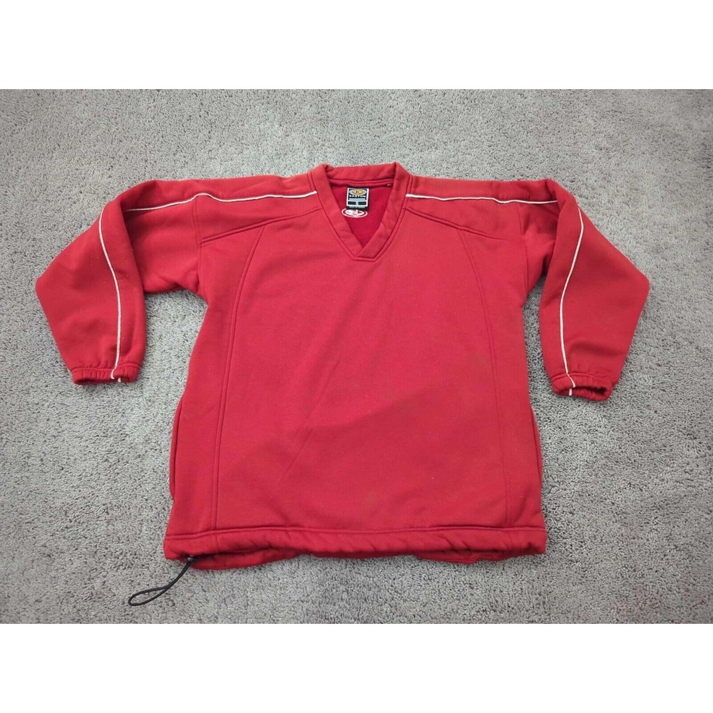 Vintage Easton Pullover Mens Small Red V-Neck Windbreaker Baseball Fleece